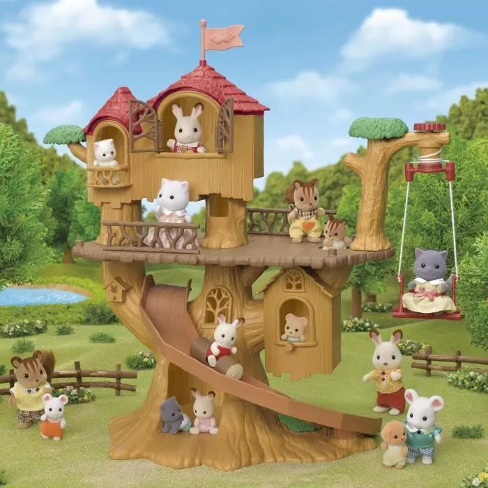 SYLVANIAN FAMILIES - Cabane dans les arbres - Vacances - Balançoire et toboggan pour bébés-4