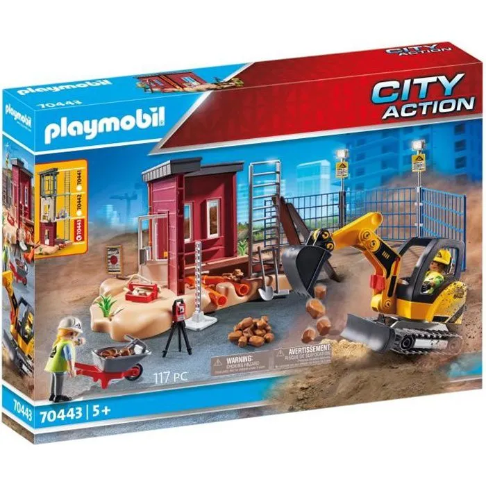 Mini-pelleteuse PLAYMOBIL City Action La Construction - Accessoires inclus-0