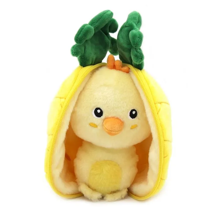 Peluche - Les Déglingos - Flipetz Poussin Ananas - 2 en 1 - Lavable - 14x10x24 cm-0