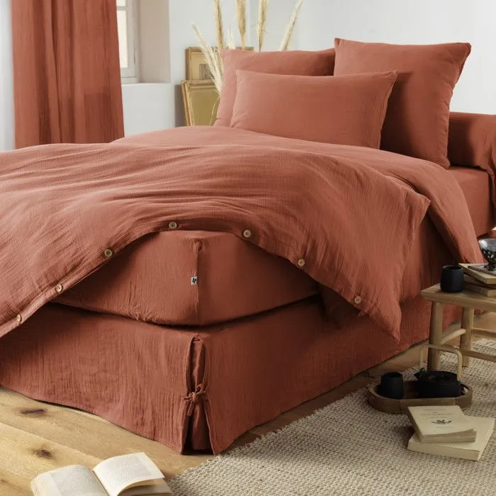 Housse de couette "Gaïa" toutes dimensions "Gaze de Coton" - Gaïa Terracotta - Housse de couette 260 x 240 cm-1