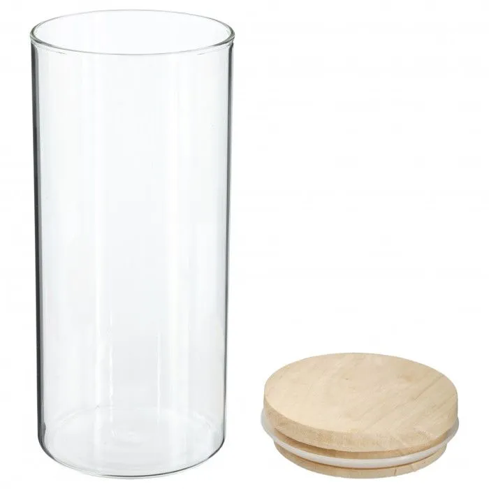 Bocaux de rangement en verre et bois couvercle hermétique Atmosphera - Bocal hermétique 1.3 Litre-1