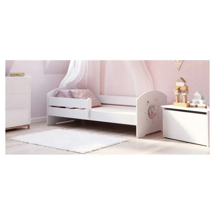 Lit enfant 160x80 cm + sommier + matelas avec barrière de sécurité-1