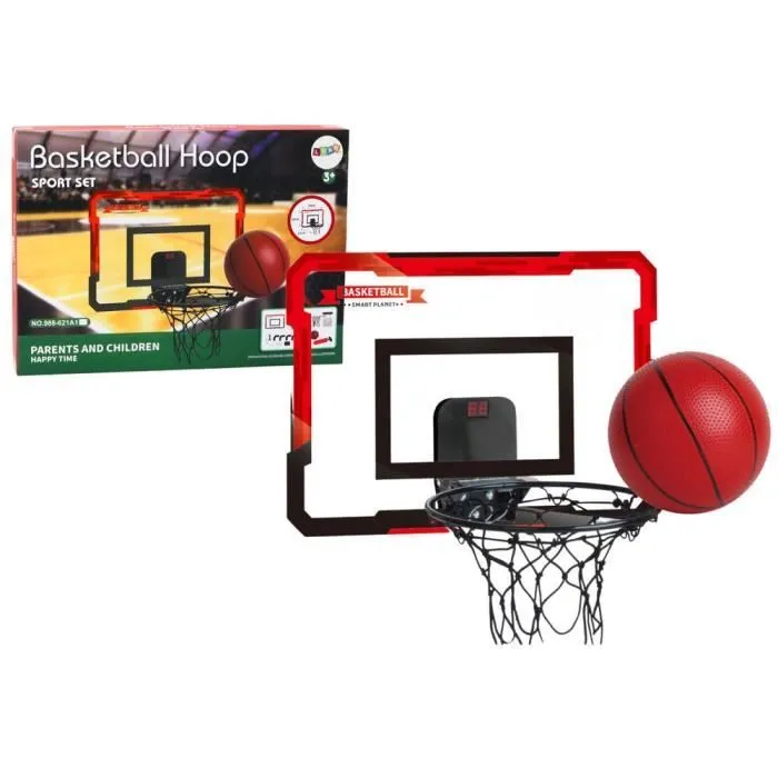 Ensemble panier de basket-ball pour enfants avec panneau arrière et contre-balles-0