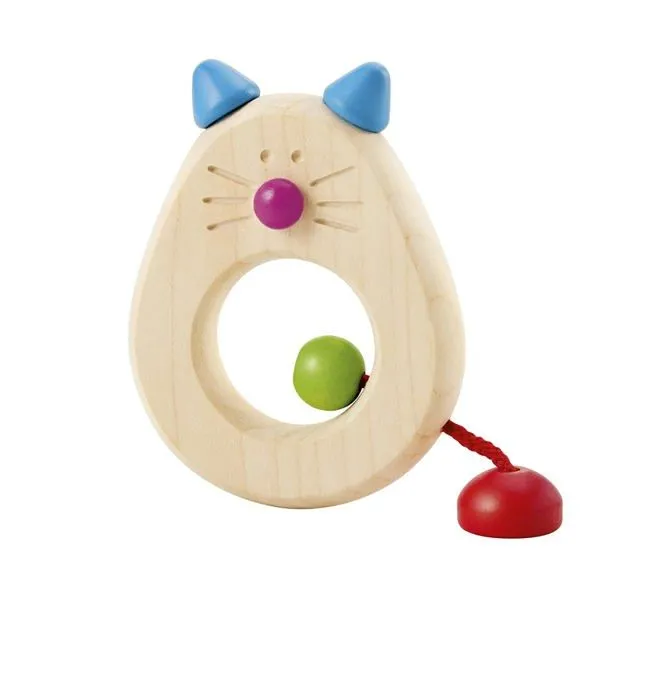 Hochet en bois : Catina, le Chat à Saisir-0