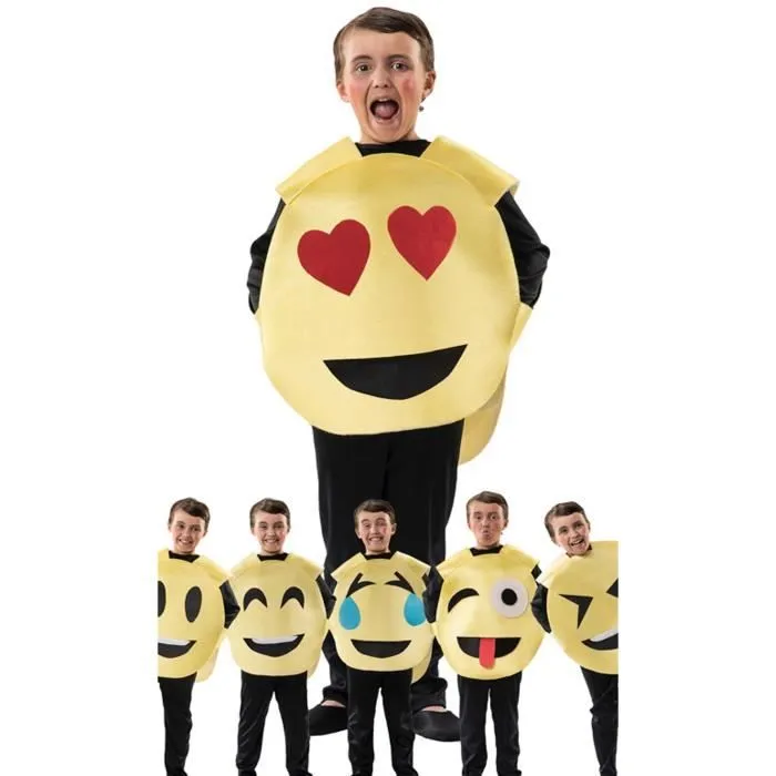 Déguisement Emoji Visages pour enfant - EL REY DEL CARNAVAL - Mixte - A partir de 8 ans - Multicolore - Noir-0