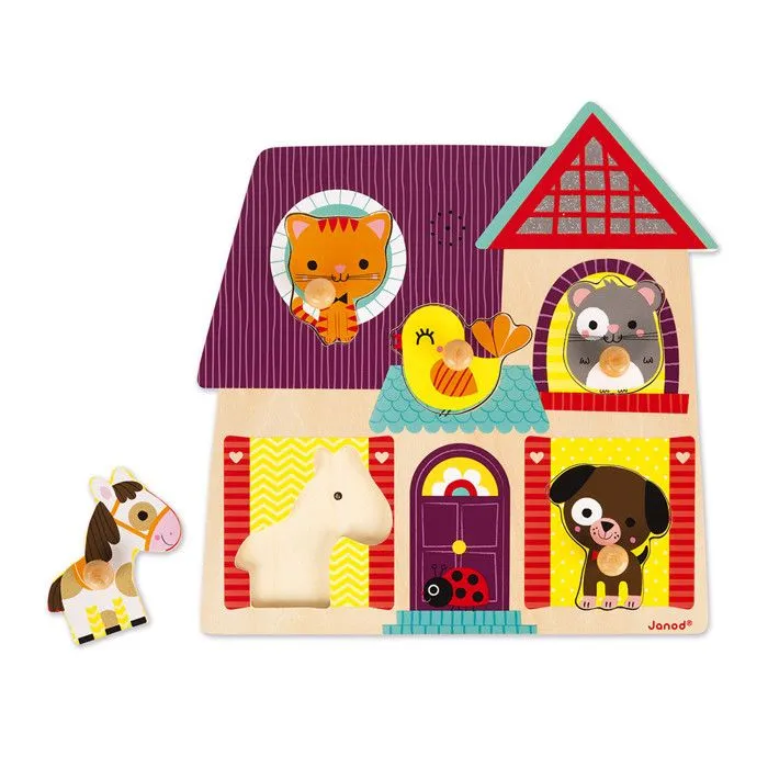 Puzzle sonore animaux de compagnie - JANOD - Encastrement musical 5 pièces - Paysage et nature - Multicolore-4