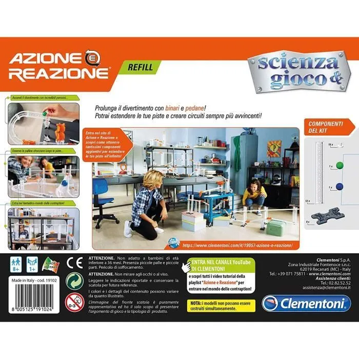 Clementoni Action et Reaction-Refill Bases + Rails Longs, Multicolore, - 19102-1