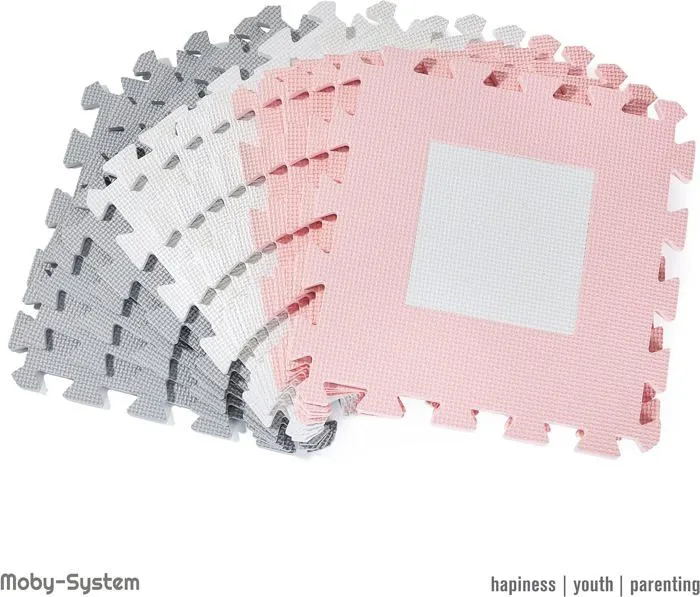 Moby-System Tapis d'Eveil Bébé 150 x150 x1 CM- Tapis de Puzzle en Mousse EVA - Tapis de Jeu avec Rebords sans Odeur--4