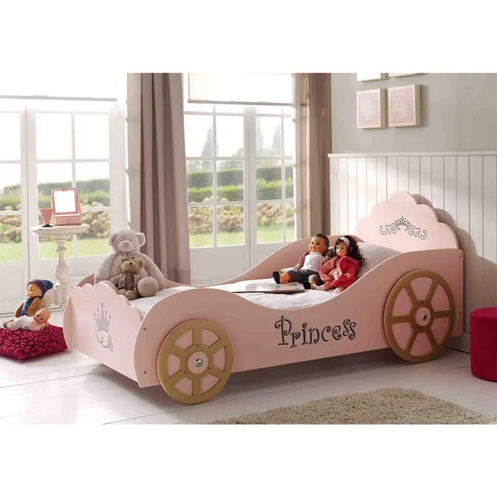 Lit voiture enfant - VIPACK - Princess Pinky - 90 x 200 cm - Rose - Style Scandinave-1