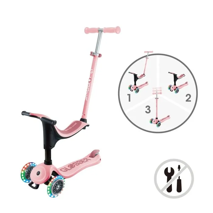 Globber - Trottinette évolutive GO-UP SPORTY LIGHTS - Rose pastel-1
