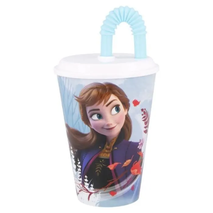 Gobelet paille Disney - bleu - 9x16.5x9 cm-1