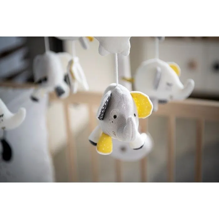 Mobile musical bébé Eléphant en coton gris-3