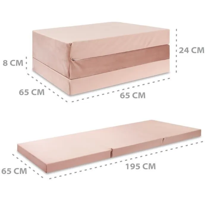 Matelas pliant pour lit d'appoint - AMAZINGGIRL - 195x65x8 cm - Rose - Mousse polyuréthane - Hypoallergénique-1