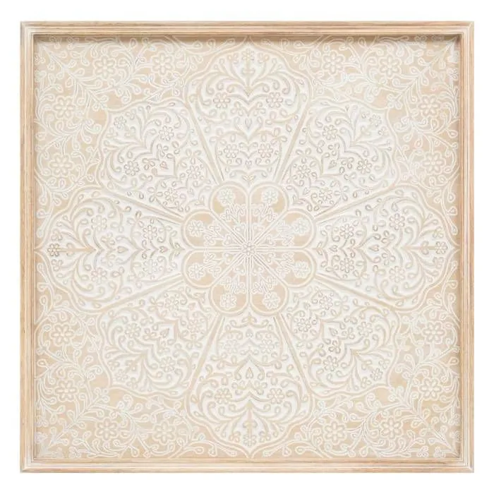 Atmosphera - Déco murale Inspiration orientale en Bois blanchie 60 x 60 cm Beige-0