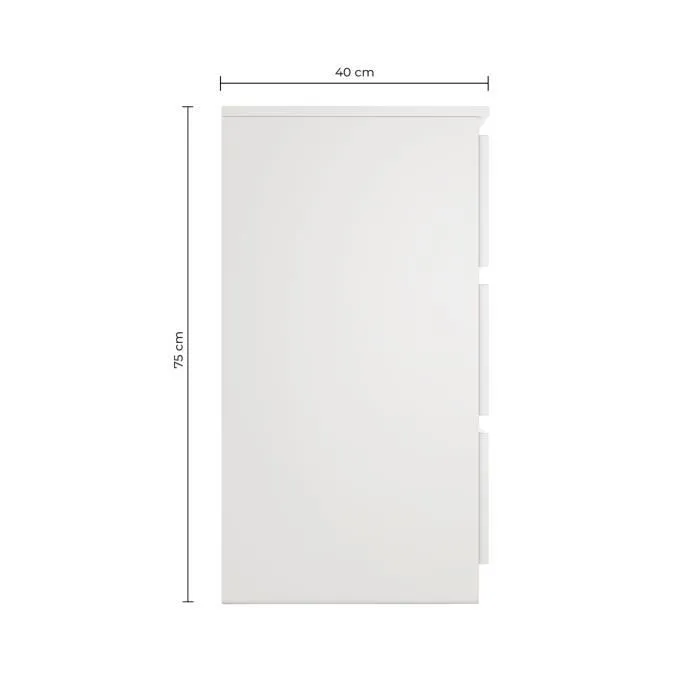 ASTER T3 - Commode 3 tiroirs - Chambre bureau salon - 77x70x40 - Meuble de rangement - Style Scandinave - Blanc-3