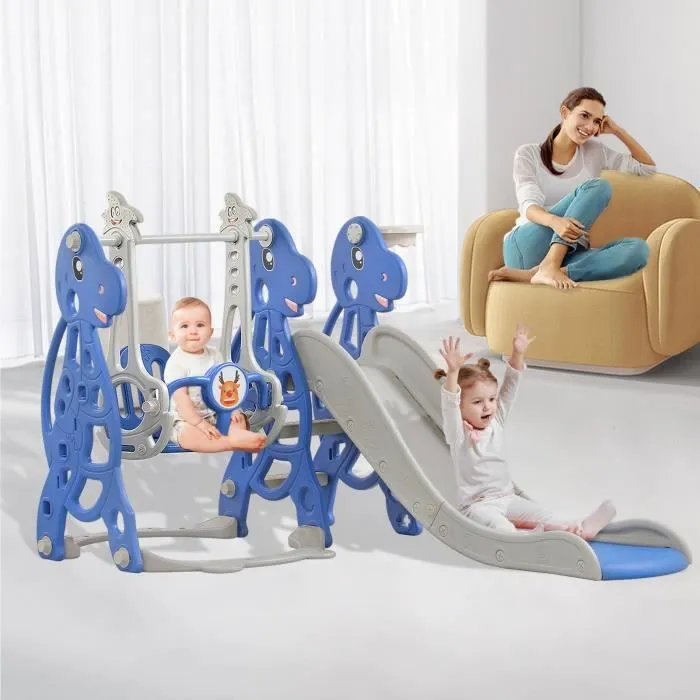 XMTECH Toboggan Enfant 3 en 1 Glisse de 175cm avec Balançoire & Panier de Basket, Aire de Jeux Intérieur pour Enfant 1- 5 ans-2
