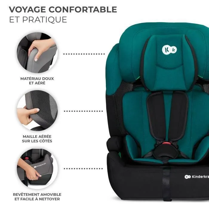 Siège auto I-size 76-150 cm - KINDERKRAFT COMFORT UP2 - Têtière ajustable - Installation rapide - 15 mois à 12 ans - Vert-3