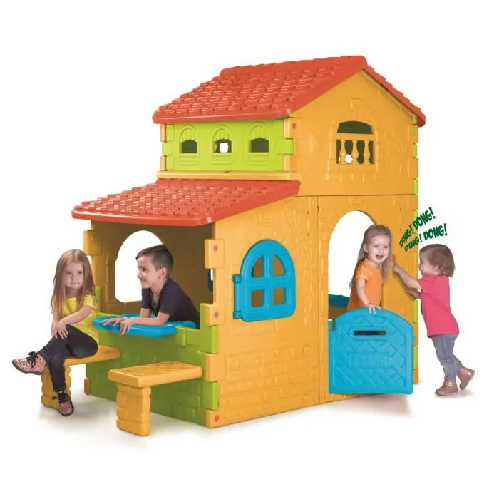 Maison Enfant FEBER - Grande Villa Colorée avec Table et Bancs-2