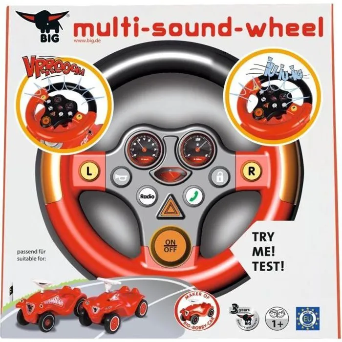 Volant Sonore Electronique - BIG - Mixte - Effets Réalistes - À partir de 2 ans - Pour Bobby Cars-0