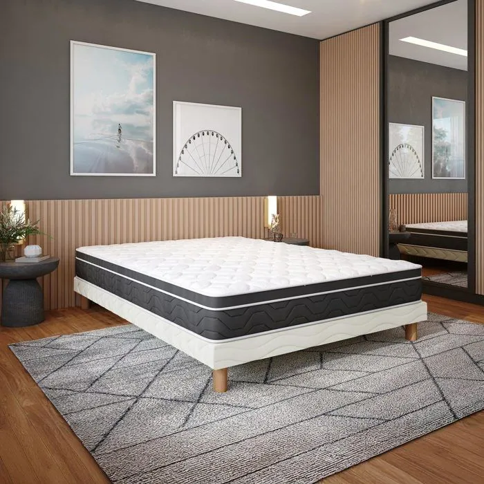 Matelas - NUAGE - 140x190 cm - Ressorts ensachés - Mousse Haute Résilience - Soutien ferme-1