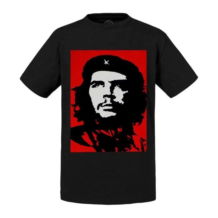 T-shirt Enfant Noir Che Guevara Cuba Communisme Revolutionnaire Personnage Historique-0