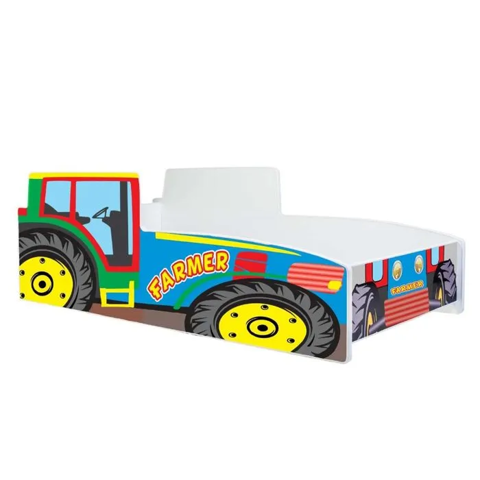 Lit enfant - KOBI - Tracteur coloré 160x80 - Matelas inclus - Montage facile - 1 place-0