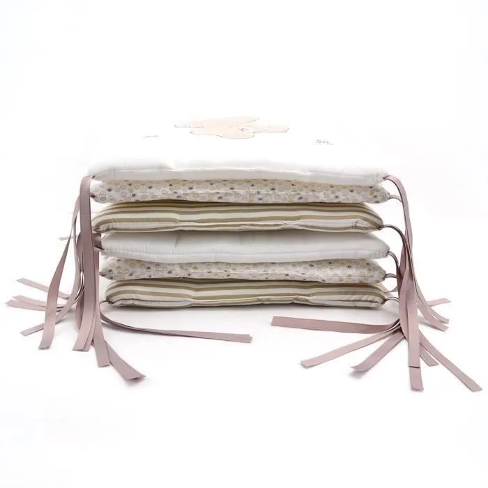 Tour de lit bébé Thor - Pare-choc de lit enfant - 6 pièces 30x30cm - Coton douillet - Blanc-3