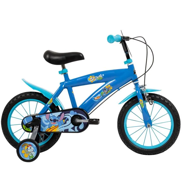 Vélo Enfant Disney Stitch 14” – Vélo Débutant avec Stabilisateurs, Design Amusant de Stitch et Confort pour Enfants de 4 à 6 Ans-1
