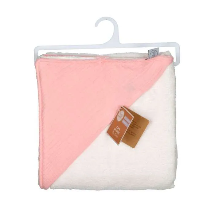 Bébé Douceur - Cape de bain en gaze de coton - Rose-2