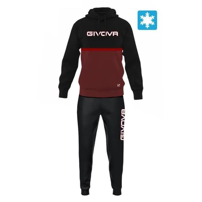 Survêtement enfant - Givova - Italia 106 - Bicolore noir/granada - Fleece 15% Coton - Multisport-0