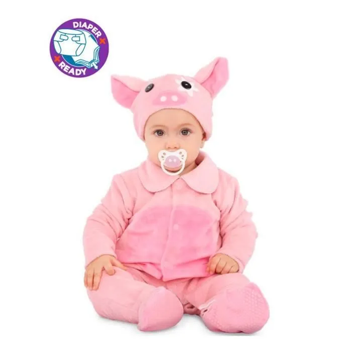 Déguisement Cochon Rose Bébé - DisfraZZes - Chapeau, combinaison, bottillons - Rose - Intérieur - Mixte-0