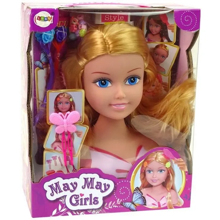 Tete a coiffer et accessoires jouet fille coiffure poupee GUIZMAX-1