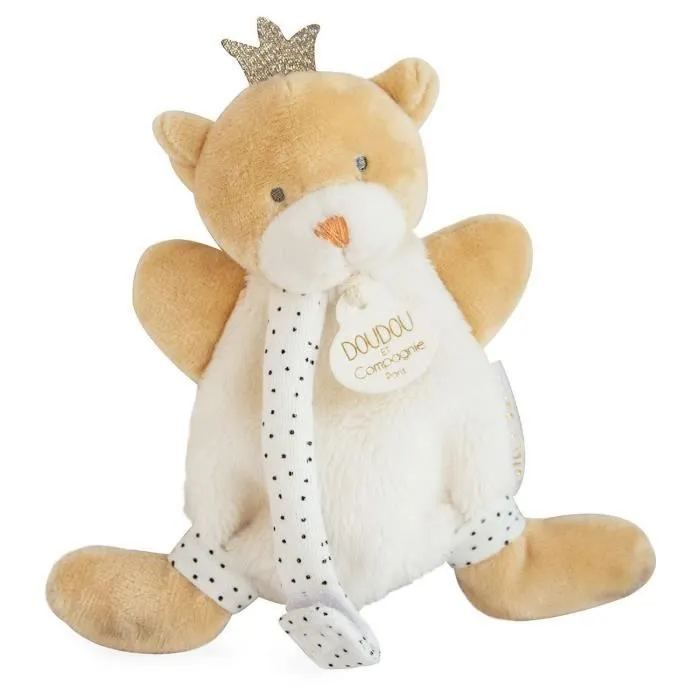 DOUDOU ET COMPAGNIE Ours petit roi - Doudou avec attache tétine-3