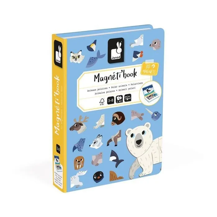 Jeu Educatif Magnétique - JANOD - Magnéti'Book Animaux Polaires - 30 Aimants - 10 Modèles - Dès 3 Ans-0