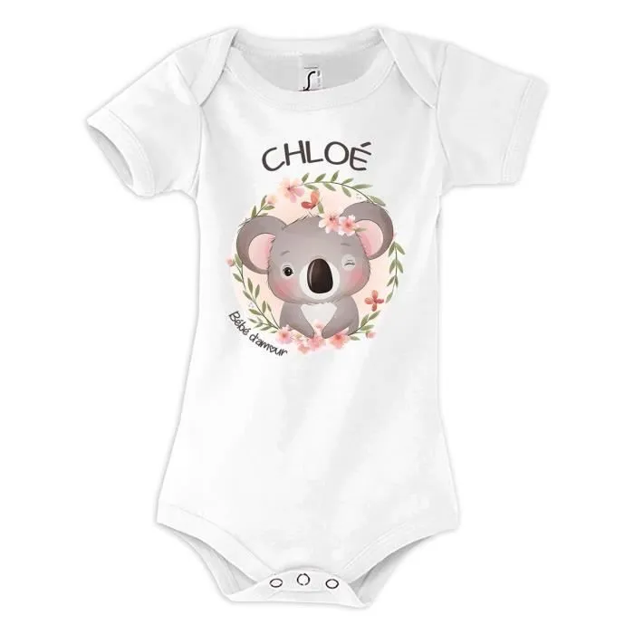 Body bébé Chloé - Bébé d'amour Koala - Blanc - Qualité premium-0