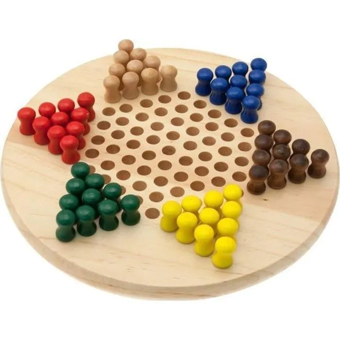 Jeu de plateau en bois de dames chinoises-0