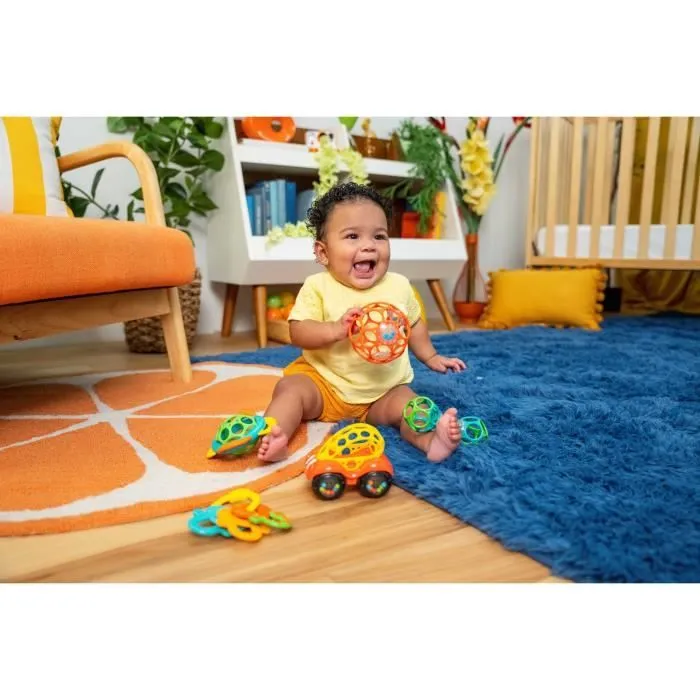 BRIGHT STARTS Coffret cadeau naissance, bapteme, Noel, 0 à 24 mois, 5 jouets O BAll, hochet, voiture, anneau de dentition-3