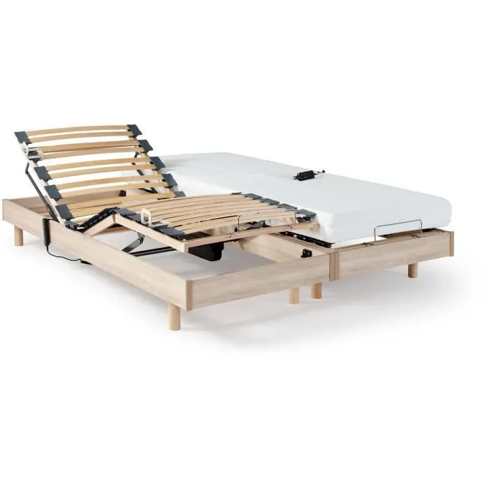 Ensemble relaxation matelas + sommiers électriques 2x70x190cm - Mousse - Ferme - TALCA Fabrication française-1