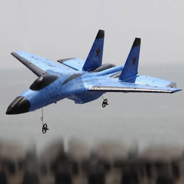 SHOP-STORY - FX AIRPLANE BLUE : Avion de Chasse Télécommandé Type FX-620 SU-35 Longue Portée Transmission 2,4GHz Ultra Résistant-0