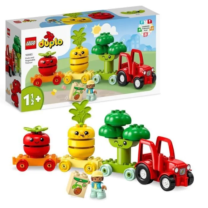 LEGO® DUPLO My First 10982 Le Tracteur des Fruits et Légumes, Jouet à Empiler et à Trier-0