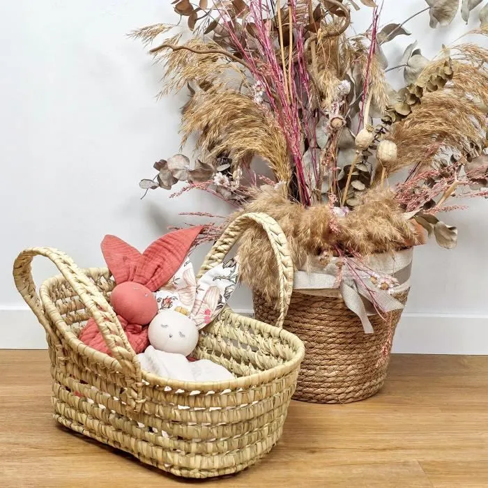 Jouet couffin poupée 35cm en fibres naturelles-1