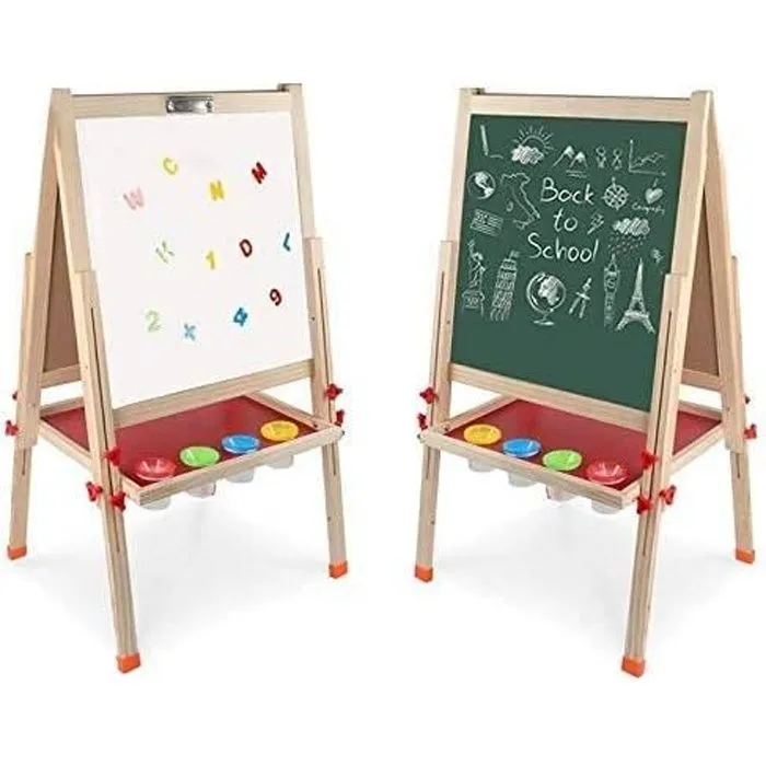 Tableau évolutif - Enfant - Réglable - Pliant - Bois - Double face-0