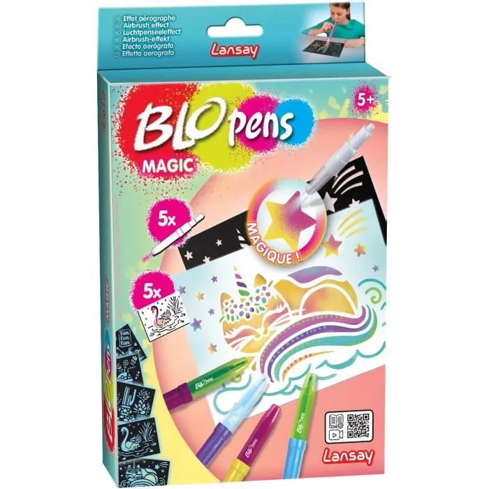 Matériel de Dessin - LANSAY - Blopens Magic - Effet aérographe - Pochoirs réutilisables - Bouchons lavables-3