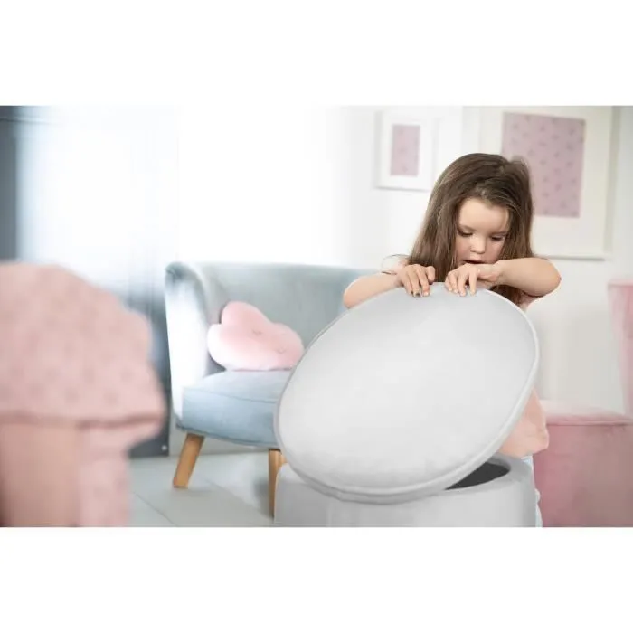 ROBA Pouf Coffre Enfant "Lil Sofa" Confortable en Velours - Gris argenté-1