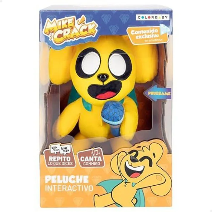 ColorBaby Mikecrack 85423 Peluche Interactive Chien Mike avec Musique, Enregistrement et Lecture vocale, Jouet Personnage Youtube,-0