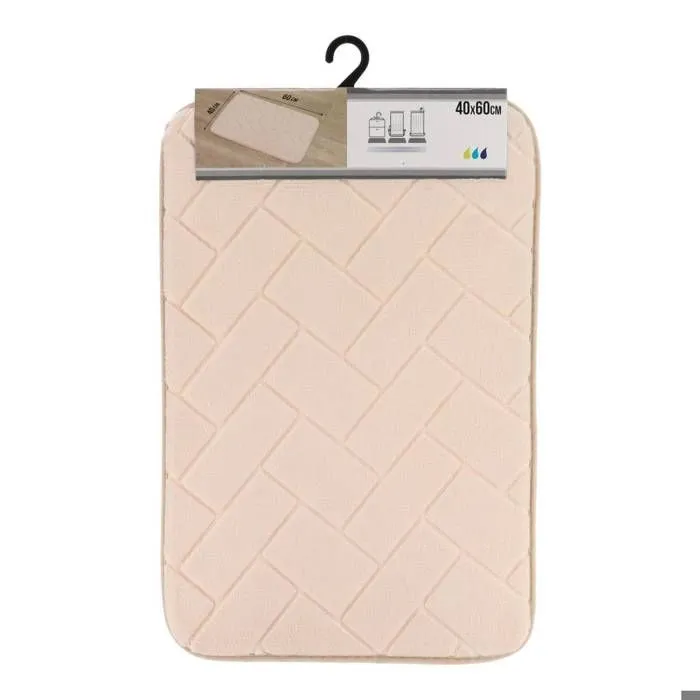 TENDANCE - Tapis de salle de bain Beige en relief 40 x 60 cm-1