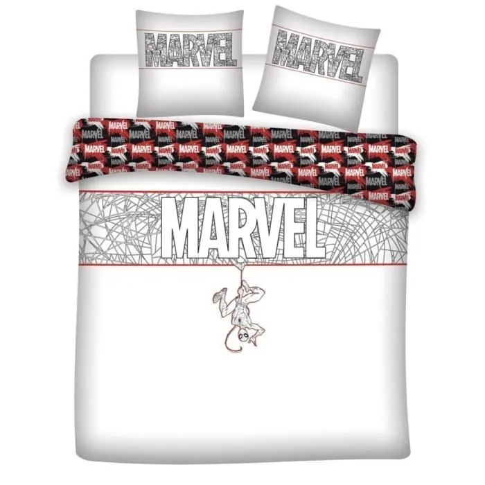 Parure de Lit - Spiderman - Coton - 240x220 cm - 2 Taies 65x65 cm - Oeko Tex-0