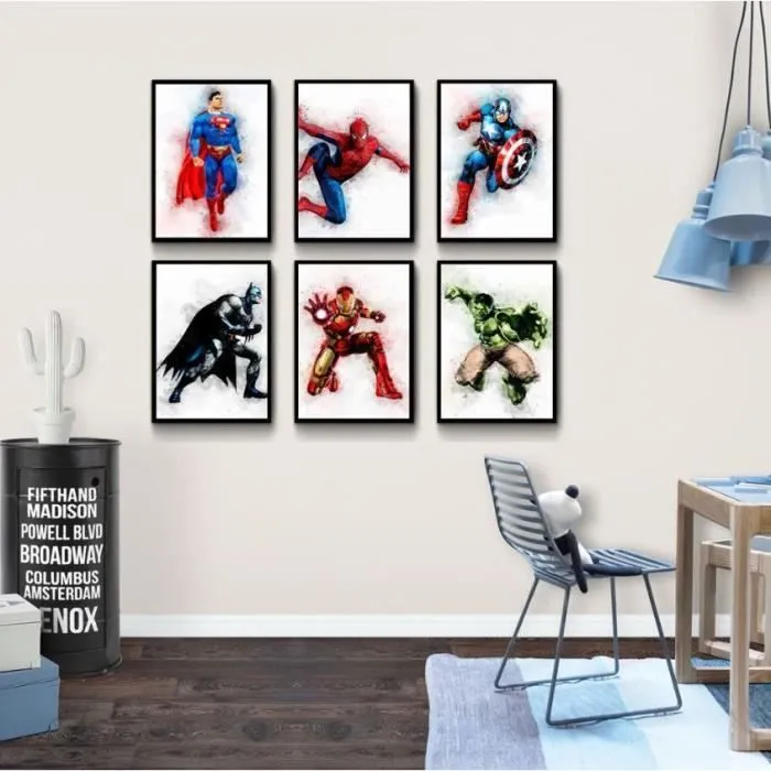 Toile Batman 30x40cm - Chambre Bébé Garcon Fille - Affiche Décorative Poster Décoration Maison- Marvel-1