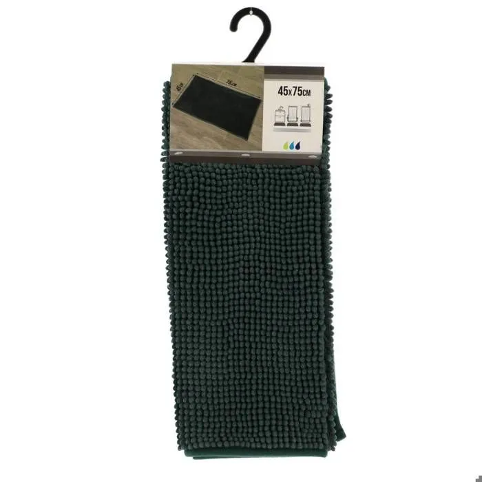 TENDANCE - Tapis de salle de bain Vert foncé en Microfibre Boules 45 x 75 cm Vert Foncé-0