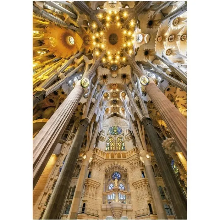 Puzzle 1000 pièces INTÉRIEUR DE LA SAGRADA FAMILIA - Educa - Architecture et monument - Blanc-1